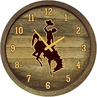 Vista 143 de The Fan-Brand NCAA Oklahoma Sooners: Faux Barrel Top Wall Clock Sports Team Bar Sign Décor - Home Man Cave, Party Decoration - Made On Demand