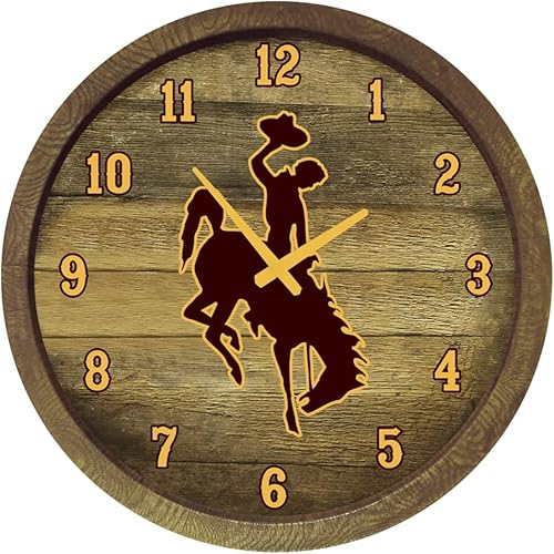 Miniatura 143 de The Fan-Brand NCAA Oklahoma Sooners: Faux Barrel Top Wall Clock Sports Team Bar Sign Décor - Home Man Cave, Party Decoration - Made On Demand