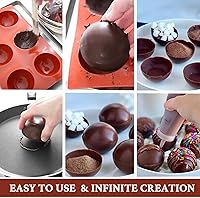 Vista 2 de Moldes de bomba de cacao para chocolate caliente, silicona hemisferio de 2.5 pulgadas, paquete de 3, molde semicircular, 6 cavidades, circular, sin