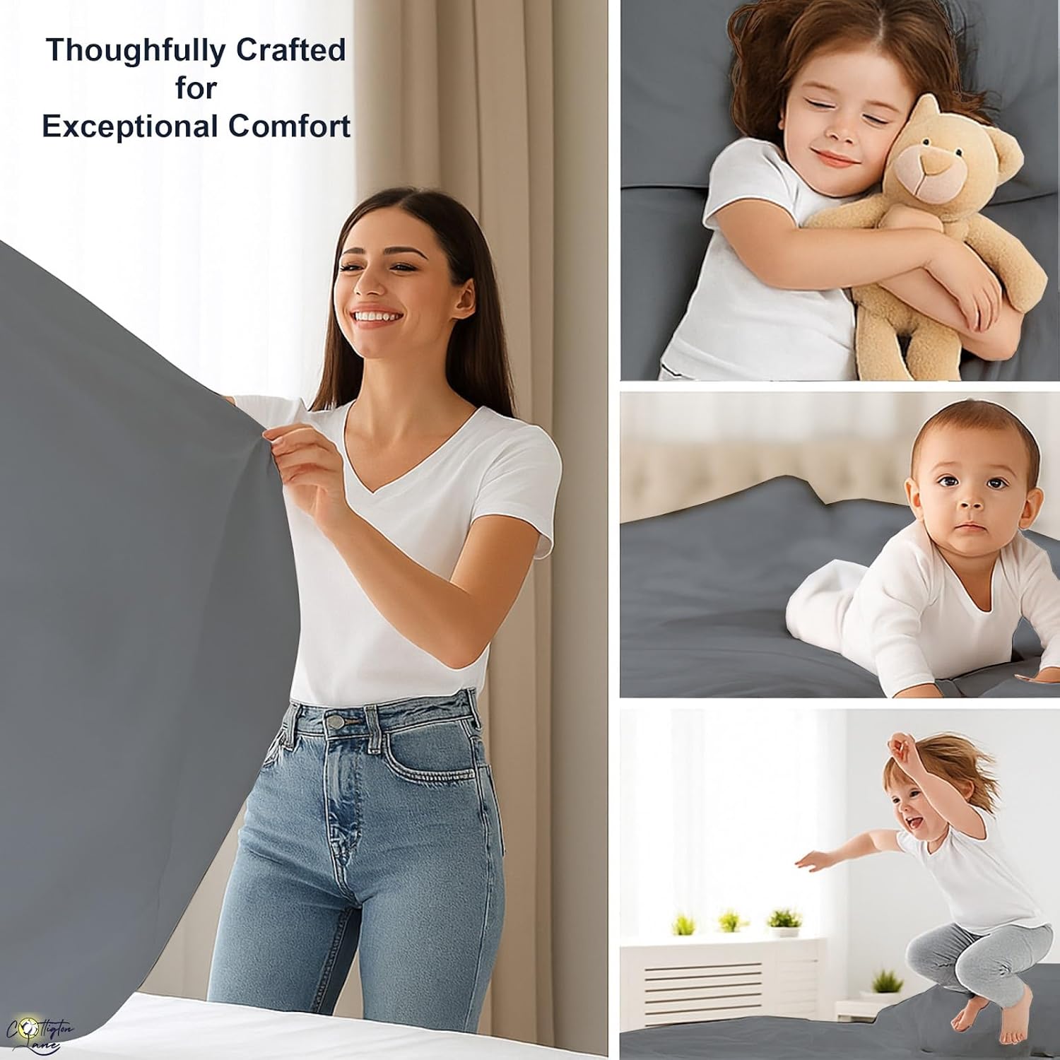 Cottington Lane Full Futon Cover, Armless Brushed Microfiber Zippered Sleeper Sofa Cover with 3-Sided Closure, Soft Durable Slipcover for Dorm Room, Guest Bedroom, Living Room, Dark Grey