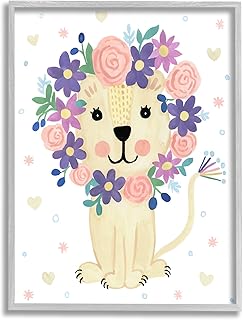 Stupell Industries Quirky Pink Purple Floral Lion Mane Heart Pattern, Design by Heather Strianese