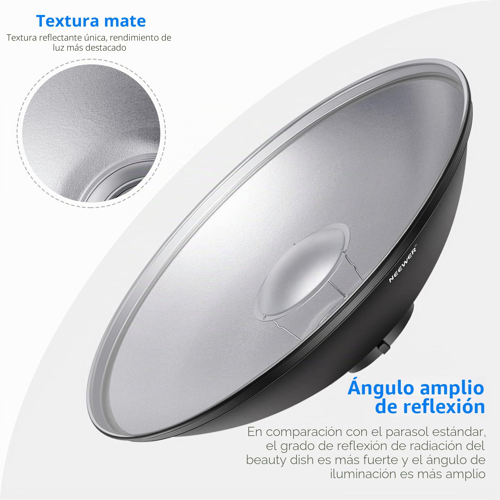 NEEWER Plato de Belleza Reflector Estándar de Aluminio de 16 "/ 41cm con Calcetín Difusor Blanco para Bowens Mount Studio Luz Flash Estroboscópica, NEEWER Vision 4 ML300 S101-300W S101-400W etc