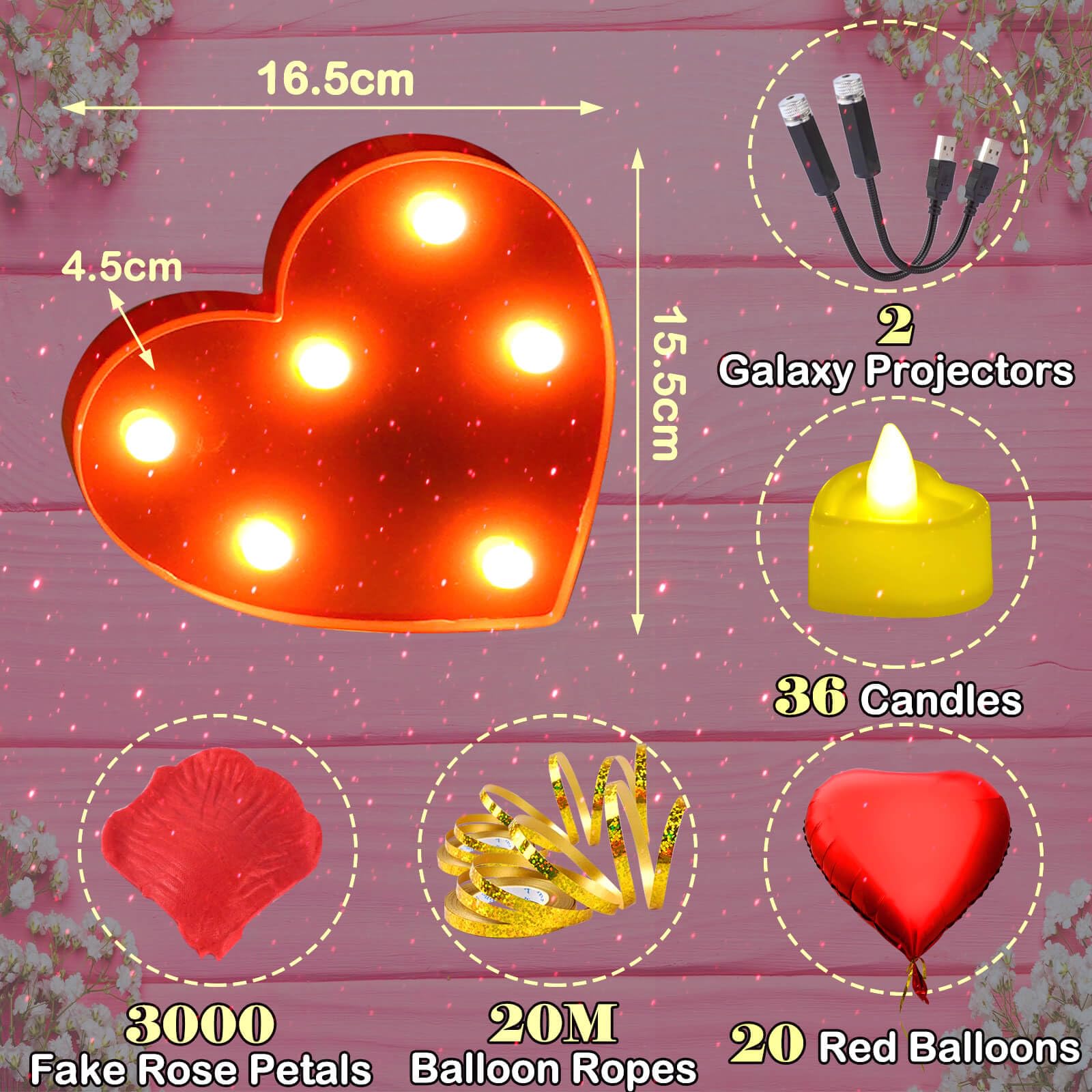 Amazon.co.jp: Novellaire 3068個 Marry Me ライトアップ文字 赤い