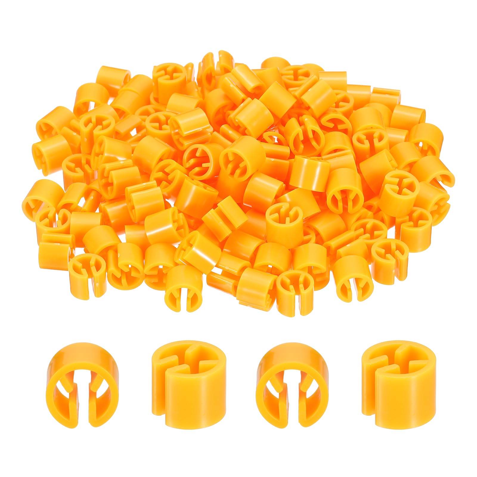 PATIKIL Clothes Hanger Marker Blank, 150 Pcs Plastic Clothing Colored Tag Buckle for DIY Snap Labels Garment Color Coding, Orange