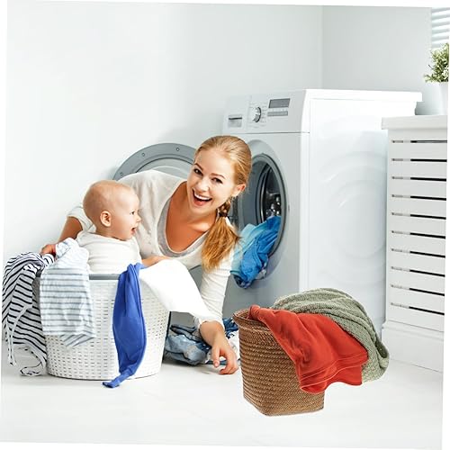 Miniatura 3 de NUOBESTY Bote de basura de mimbre, cesta de basura de ratán, macetas de jacinto, cesta de almacenamiento tejida para oficina en casa