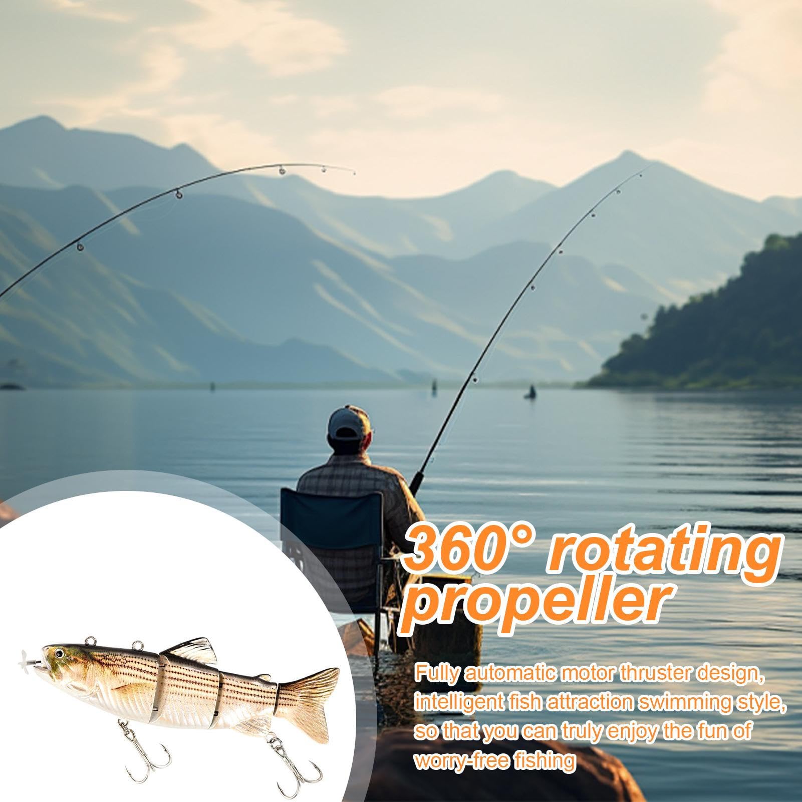 Esca da pesca elettrica, Esca da pesca robotica - Esca da pesca per nuoto robotico realistico | Esca da pesca animata Wobbler illuminata a LED per acqua dolce e salata, Swimbait articolato