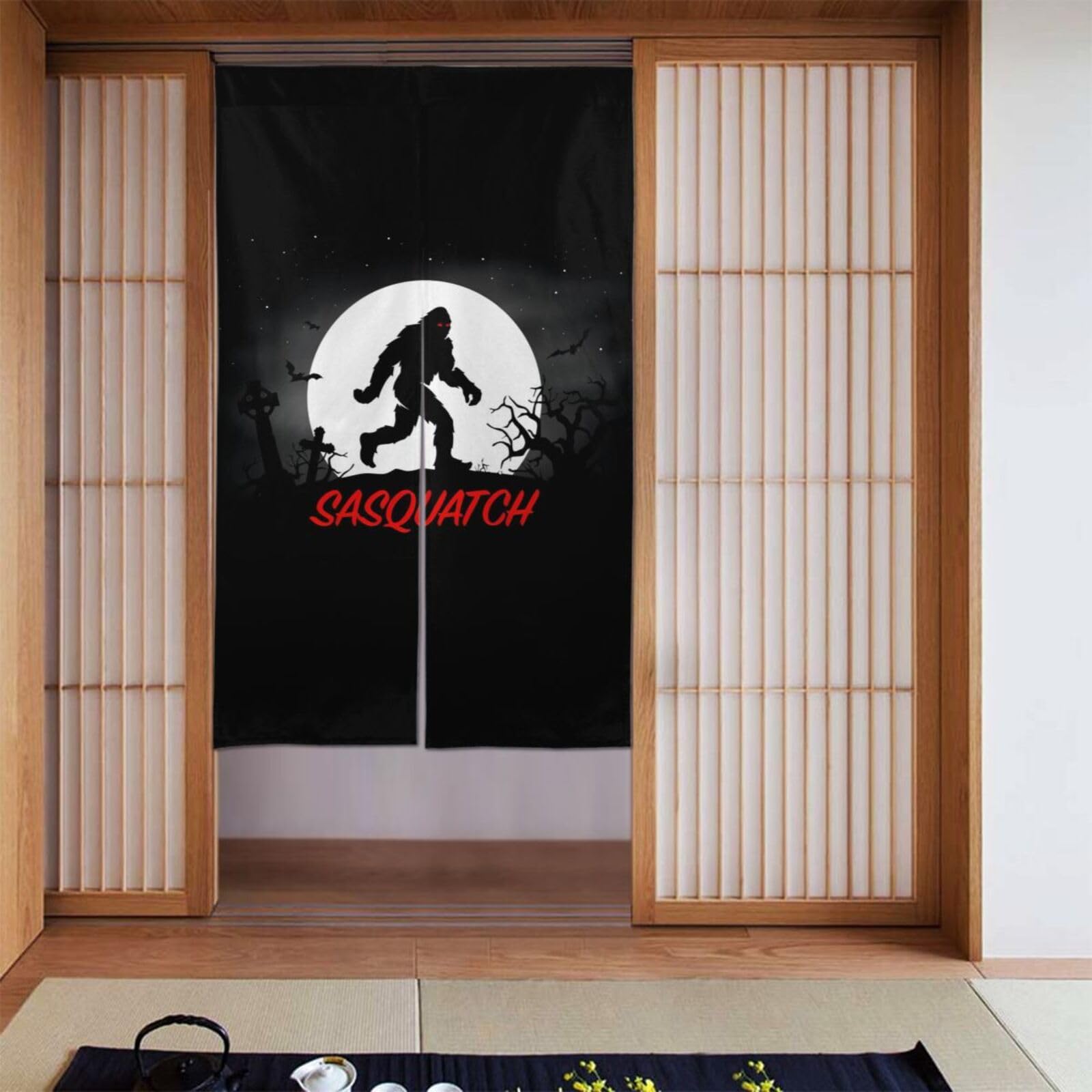 Lukiyys Bigfoot Monster Silhouette Door Curtains,Doorways Curtains for Windows,Bedroom Divider 34"X 56"