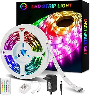 Sylevin 5M RGB LED Strips- 5050 LED Strip Lights with Remote Control, 16 Color Changes, 4 Modes for Home, Wardrobe Decorat…