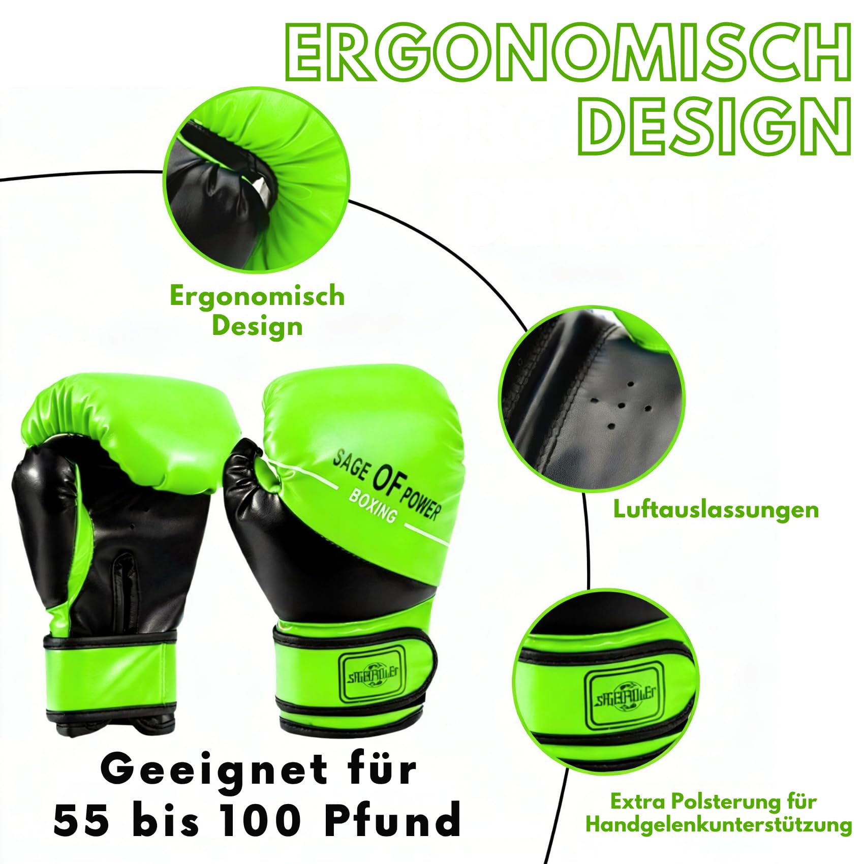 Set di guanti da boxe e guanti da boxe 3 in 1 per bambini, con fasce per le mani, set di guanti in pelle per MMA, karate, muay thai, taekwondo