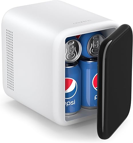 Miniatura 1 de CROWNFUL Mini nevera, refrigerador portátil para el cuidado de la piel de 4 litros6 latas, enfriador ACDC y calentador personal para dormitorio,