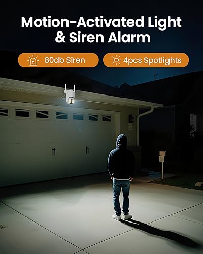 Miniatura 7 de Anlapus C281 Cámara WiFi de seguridad 3MP 2K al aire libre, cámara de seguridad con cable PanTilt de 360, detección de AI, pista automática, visión