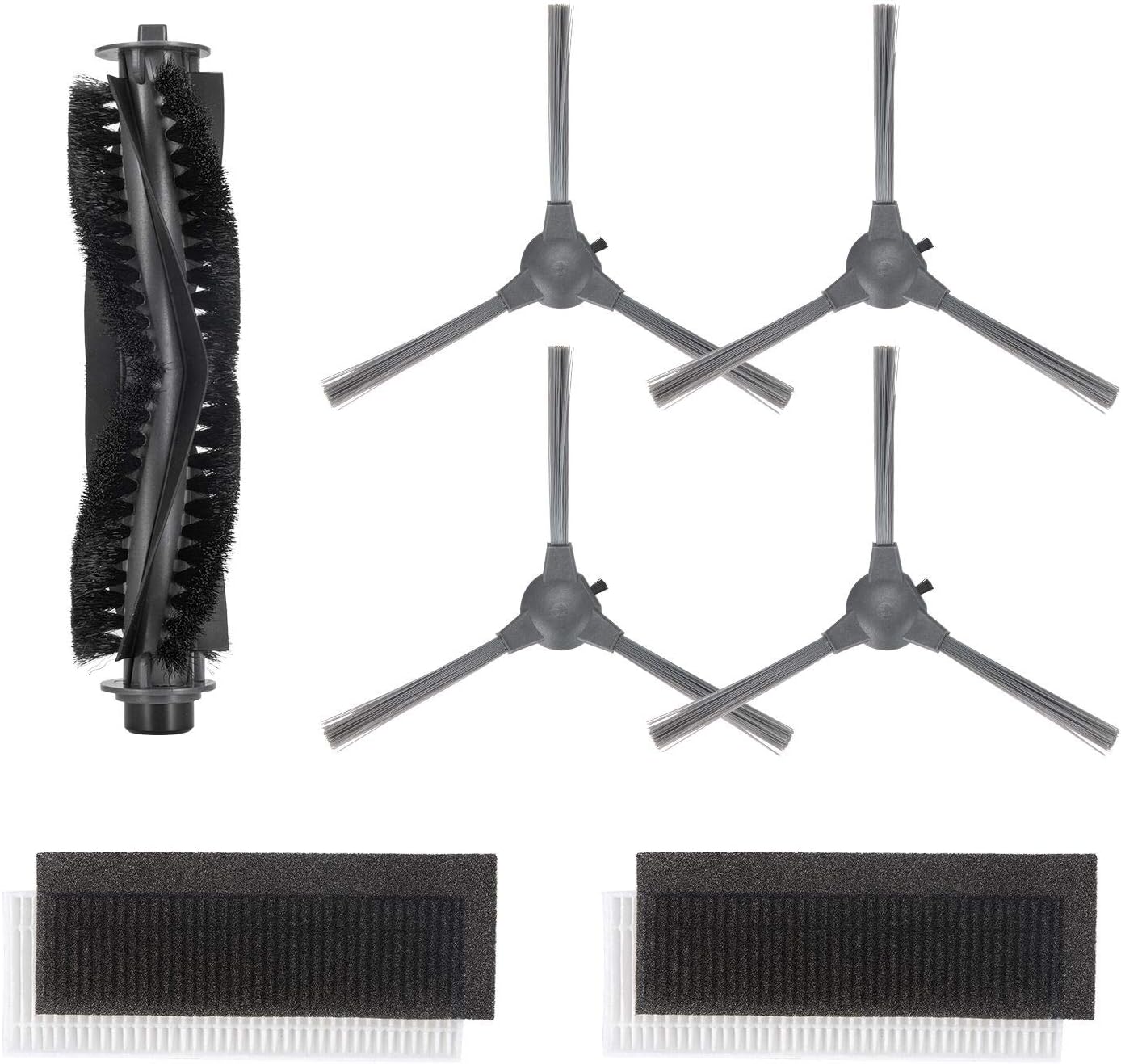 Bagotte BG600 Robotic Vacuum Replacement Parts Replacement Kit (4 x Side Brushes, 2 x Filters, 1 x Rolling Brush)
