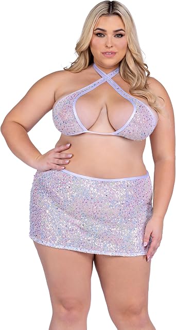 Roma Rave/Festival Sequin Fishnet Criss-Cross Top