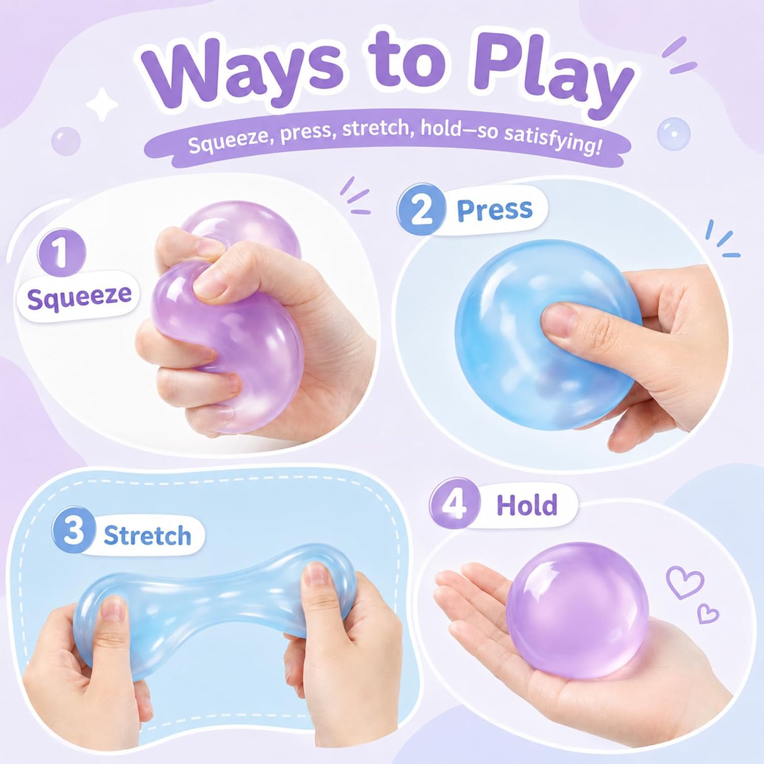 2Packs Coconut Oil Squishy, Coconut Oil Squeeze Stress Ball Clear Jelly Bubblegum Texture Coconut Oil Squishy Toy