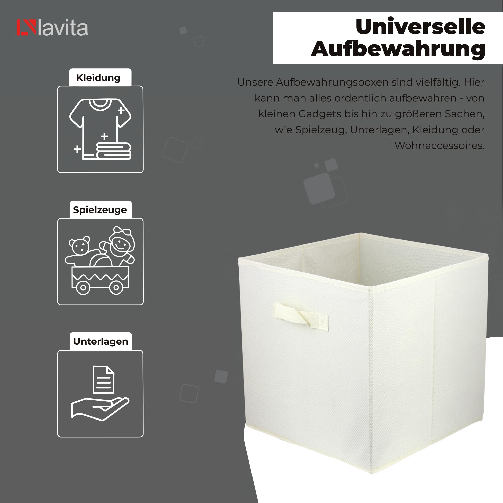 Lavita Boîte De Rangement En Tissu | Boîtes De Rangement Pliantes 15 X 31 X 15 Cm | Tiroir Boîte De Rangement Tiroir | Systèmes De Rangement Pour Les