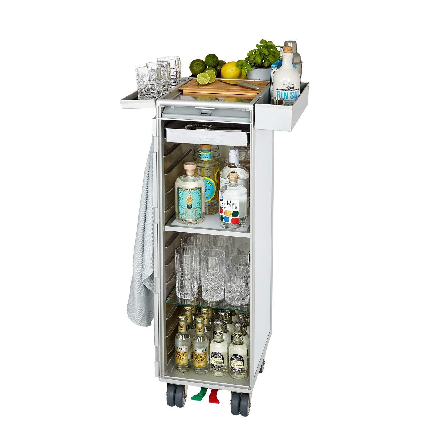 Ausstattungspaket für Flugzeugtrolleys und Airline Trolleys, Bar inkl. Sideboxen, KSSU-Norm