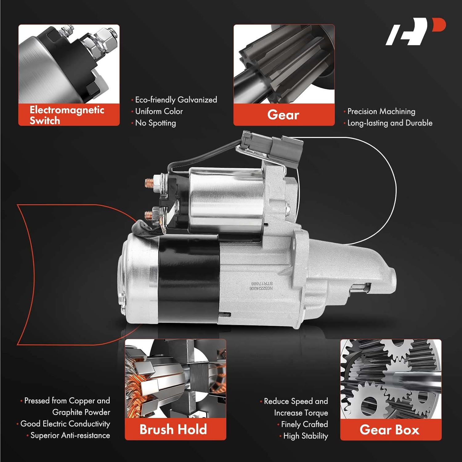A-Premium Starter Motor Compatible with Nissan 200SX 1995-1998, NX 1991-1993, Pulsar NX 1989-1990, Sentra 1989-1999, 12V 1.2KW 8-Teeth CCW, Manual Trans., Replace# 23300-73C10