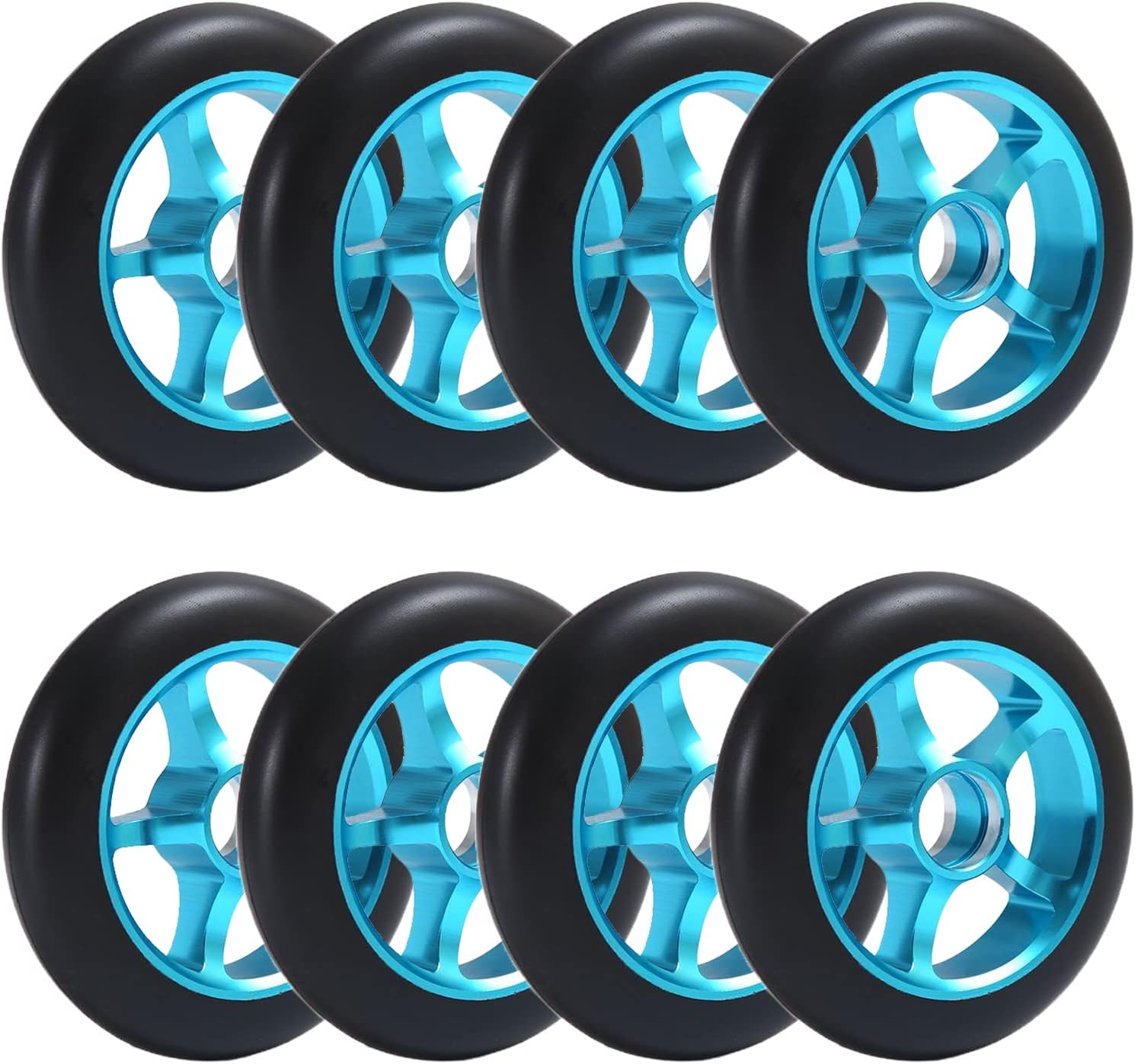 Inline Skate Wheels Outdoor/Indoor 8-Pack Roller Skating Wheels 90A Inline Skate Replacement Wheels for Luggage Wheels Wheels 110mm × 24mm, Blue Black