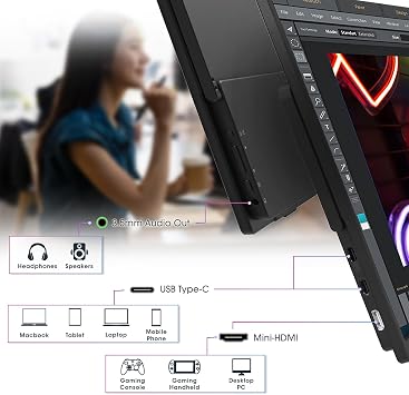 Kado Dual Portable Monitor Setup - 2-Pack 15.6 1080p IPS Triple Monitor Extender for Laptop, 1920x1080 HDMI USB-C 180 Kickstand Built-in Speakers, Stacked Desktop Setup Office Gaming Daytrading