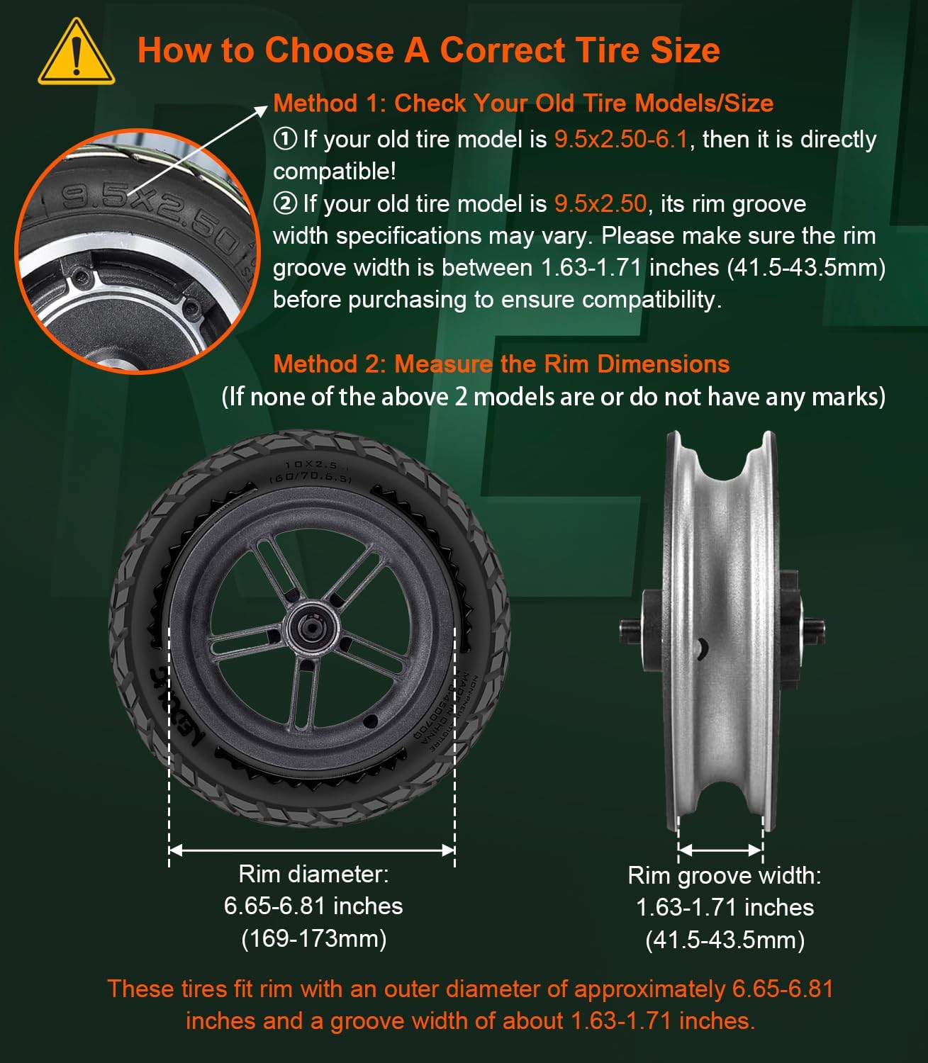 BANGTING 2 Pack 9.5x2.5-6.1 Solid Scooter Tires - Puncture-Proof Tubeless Replacement for NIU KQi3 Pro/Max/Sport | Off-Road Grip & No-Flat Security (Black)