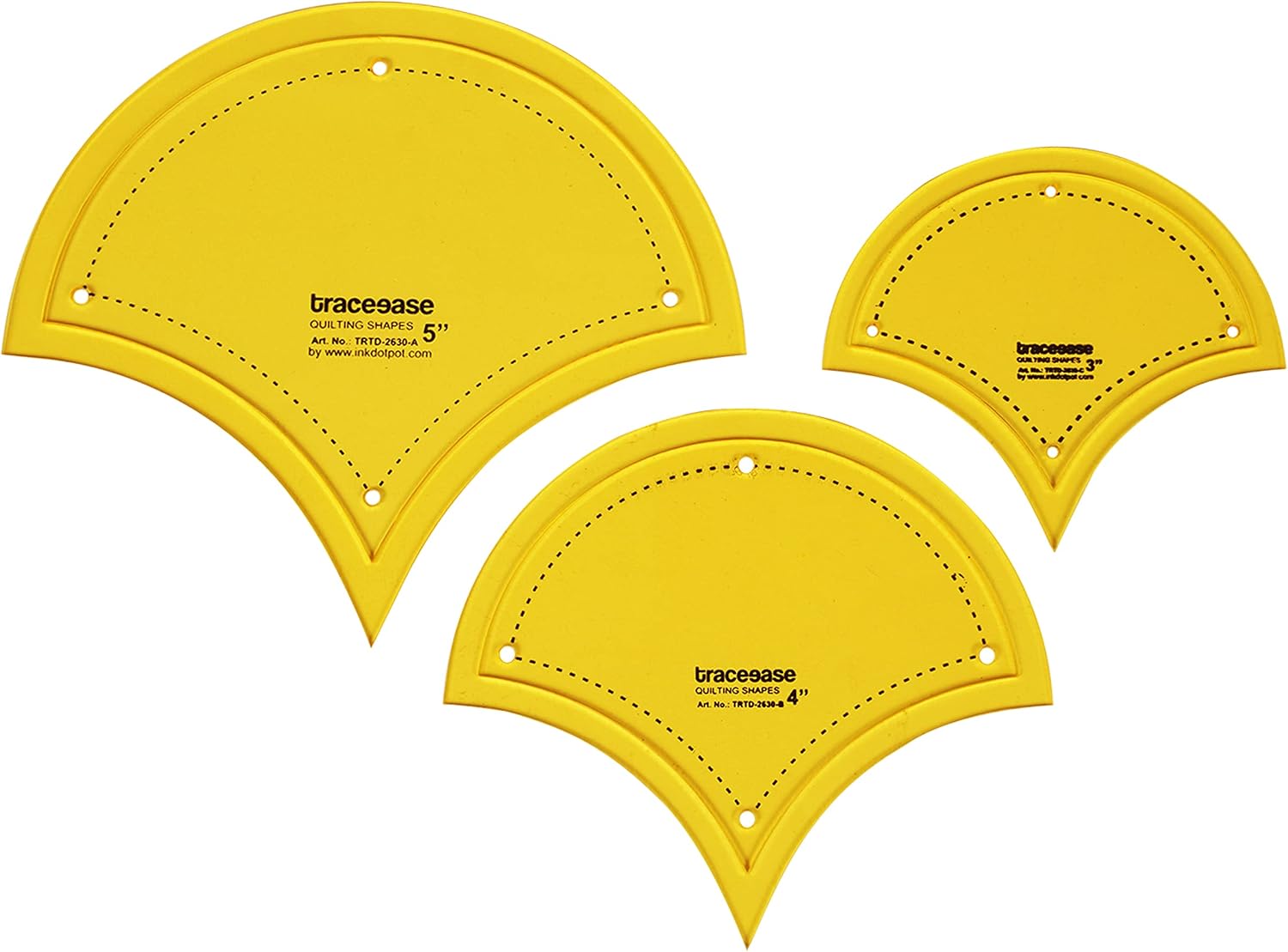 Traceease Clam Shell Quilting Template Stencils Set of 3, 3"/4"/5" inches DIY Sewing Quilt Patchwork templates for Quilting-2M