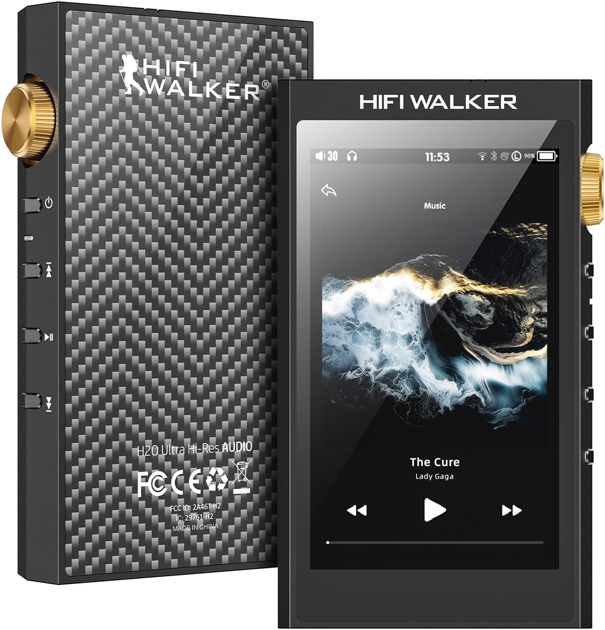 HIFI WALKER H20 Ultra HiFi MP3 Player with Bluetooth, 4.4mm Balanced & 3.5mm Output, ESS9038Q2M DAC, DSD256/32bit 768kHz Lossless Music Player, Portable Digital Audio Player with 128GB Card