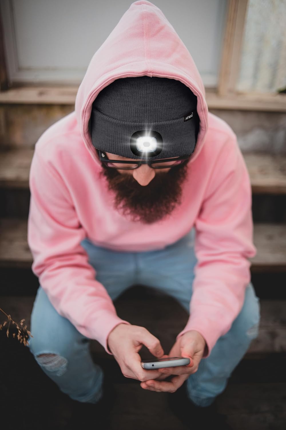 ATNKE LED Lighted Beanie Hat,USB Rechargeable 4 LED Running Headlamp Lined Fleece Cap with Light Gift for Men and Women - Image 7