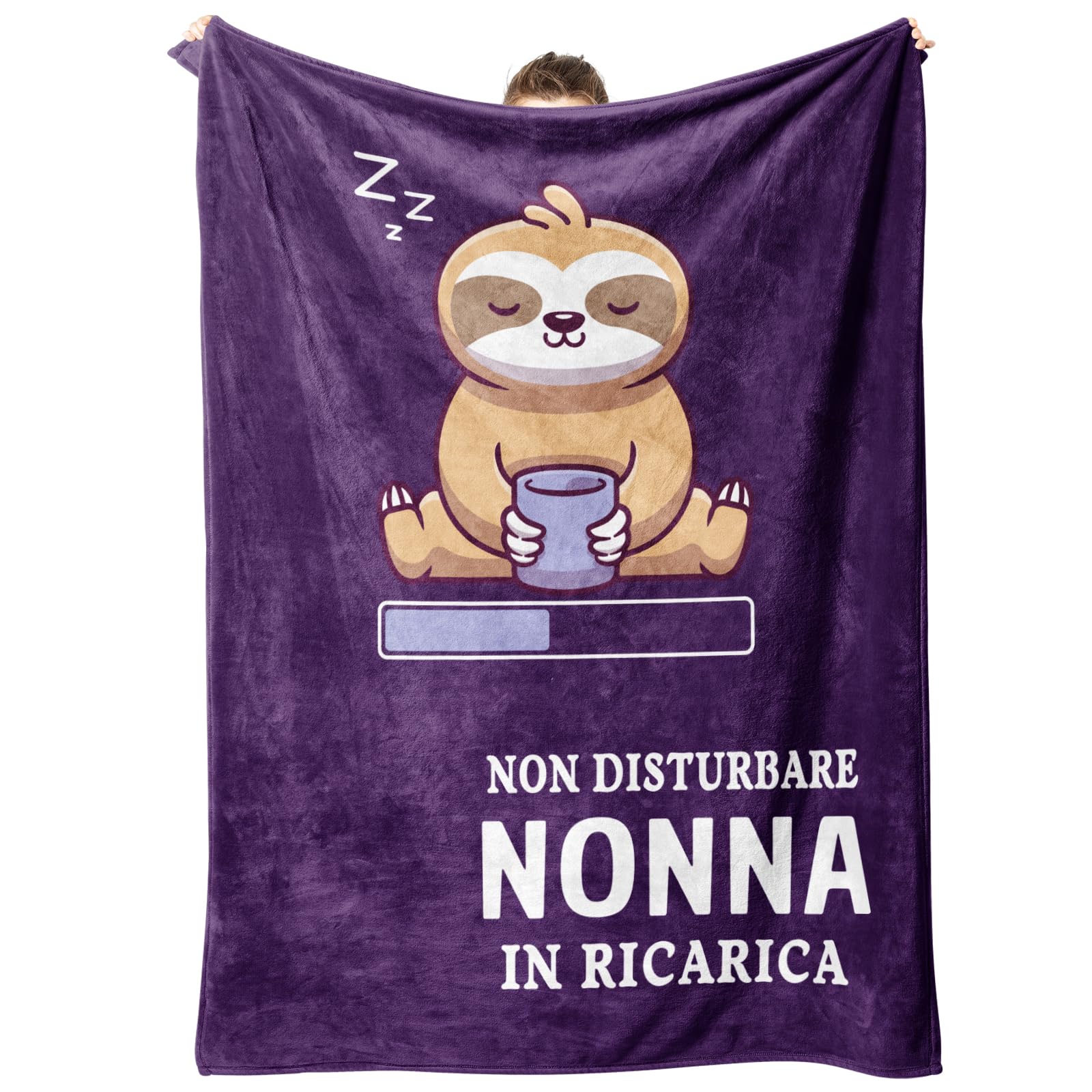 Niyewsor Regalo per Nonna Coperta, Regalo Nonna Compleanno, Festa della Mamma Natale Regali per Nonni, Bradipo Coperta Flanella 130 x 150cm