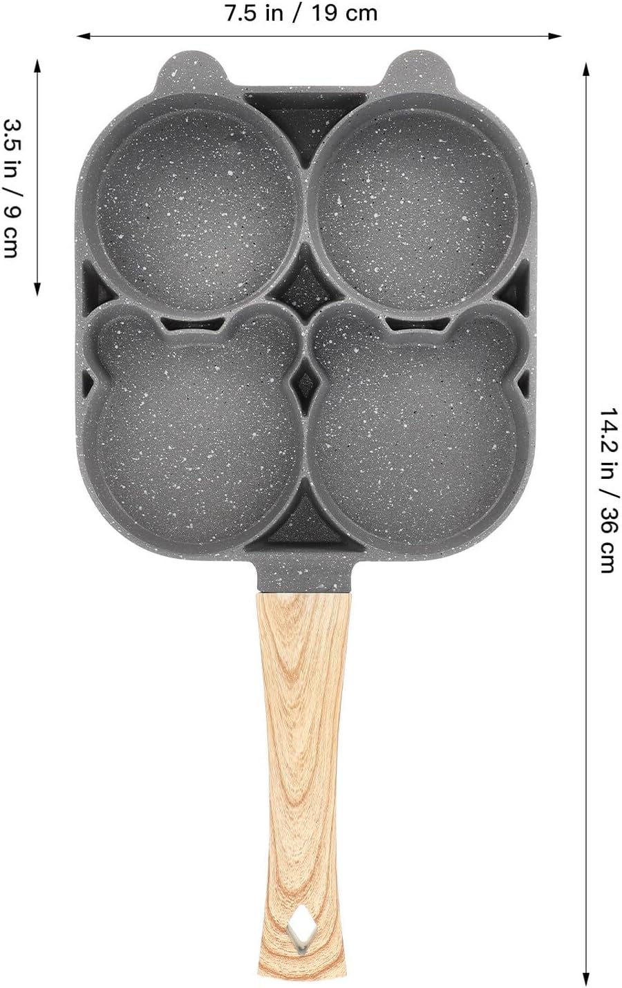 Nonstick Egg Frying Pan 4-hole Omelet Pan Mini Cooking Skillet Wood Grain Handle Gas Induction Compatible Kitchen Tool