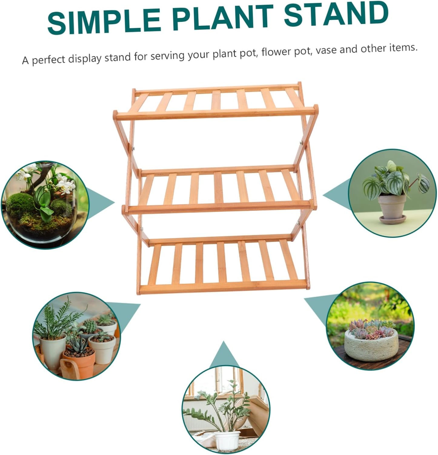 Kisangel Wooden Plant Stand for Balcony and Living Room Multi-Layer Succulent Display Rack Sturdy Design Flower Pot Holder