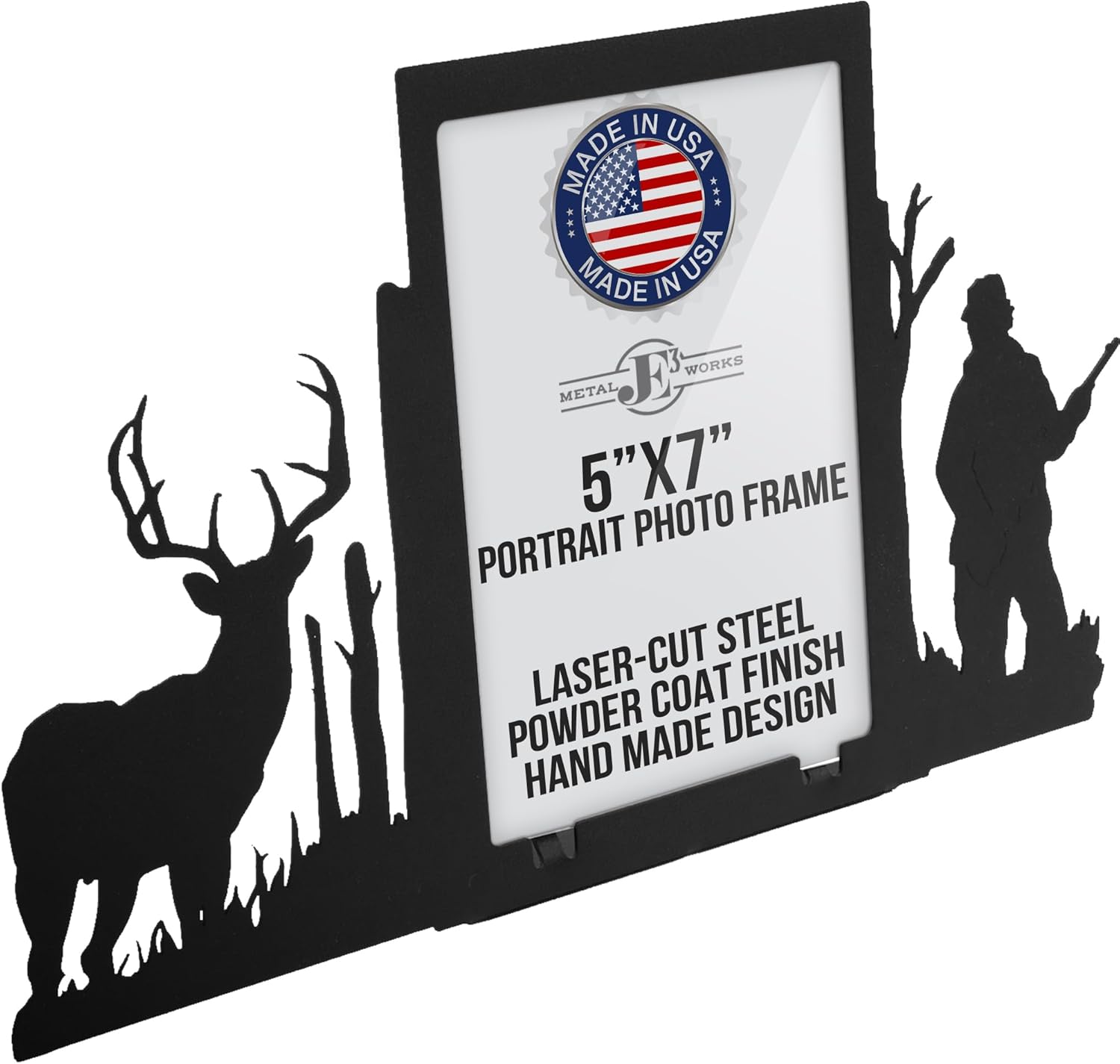 Innovative Fabricators, Inc. Hunting Picture Frame, Buck Deer Rifle Hunt, 5x7 Portrait, MADE IN USA
