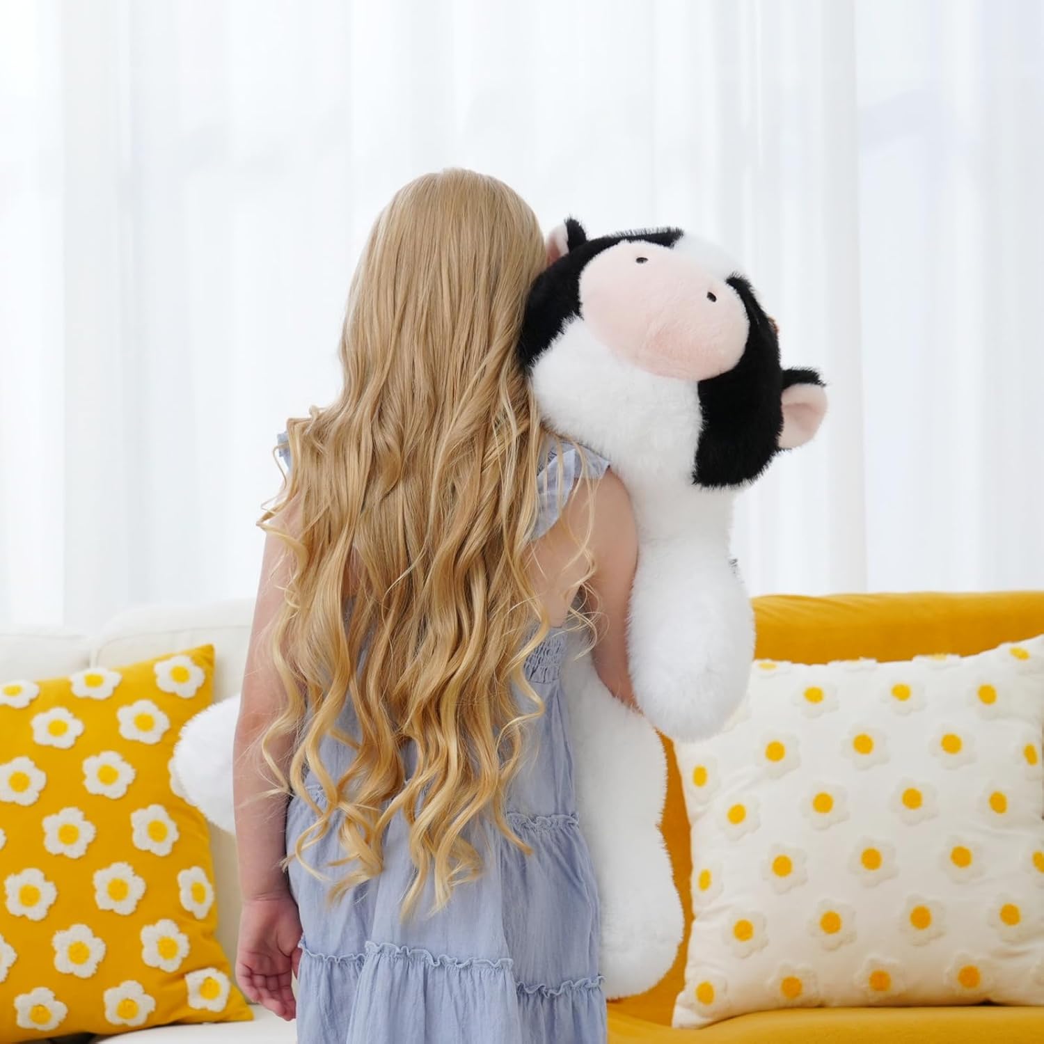 4lb Weighted Stuffed Animal 25in, Weighted Cow Stuffed Animal, Giant Stuffed Cow Plush Toy for Kids and Adults, Gift Birthday,Valentine,Christmas