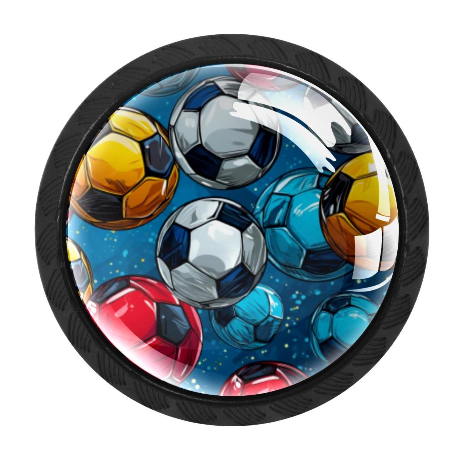Chenzzzz Multicolored 19 4 Pieces Football Soccer Kitchen Cabinet Knobs Drawer Knobs Dresser Knobs Black Knobs Drawer Pulls Dresser Drawer Handles Knobs For Dresser Drawers