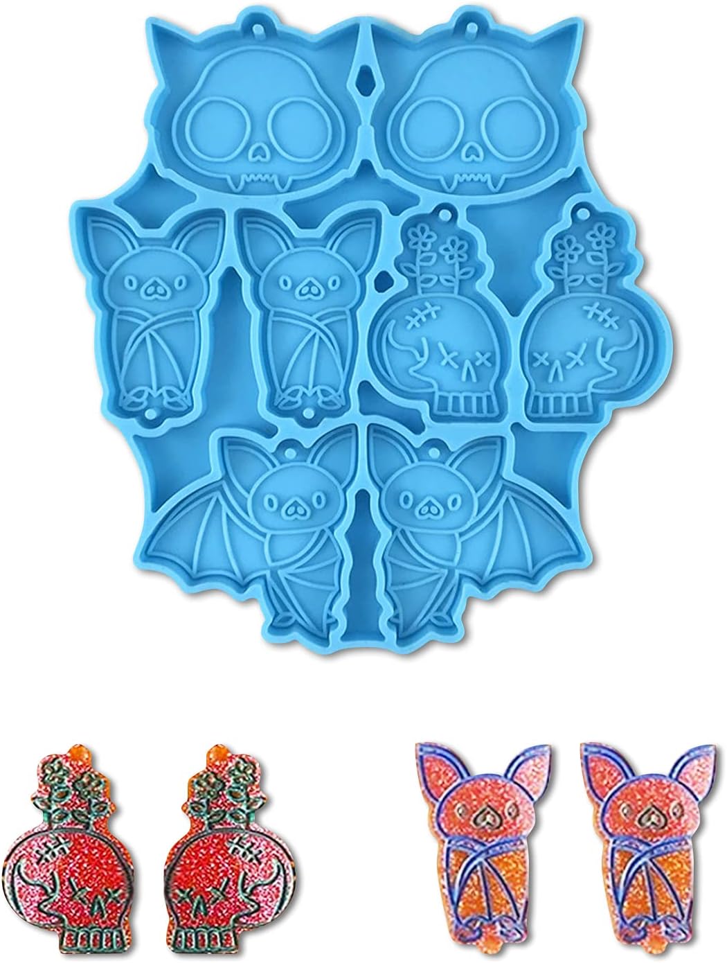 Resin Earring Mold, Halloween Molds, Bat Skull Jewelry Making