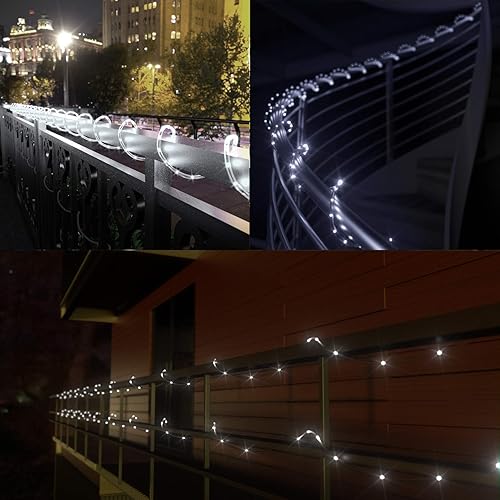 Miniatura 5 de KerKoor Cuerda de luces solares LED para exteriores, 40 pies, 100 luces LED, 8 modos, funciona con energía solar, cuerda de luces impermeables para