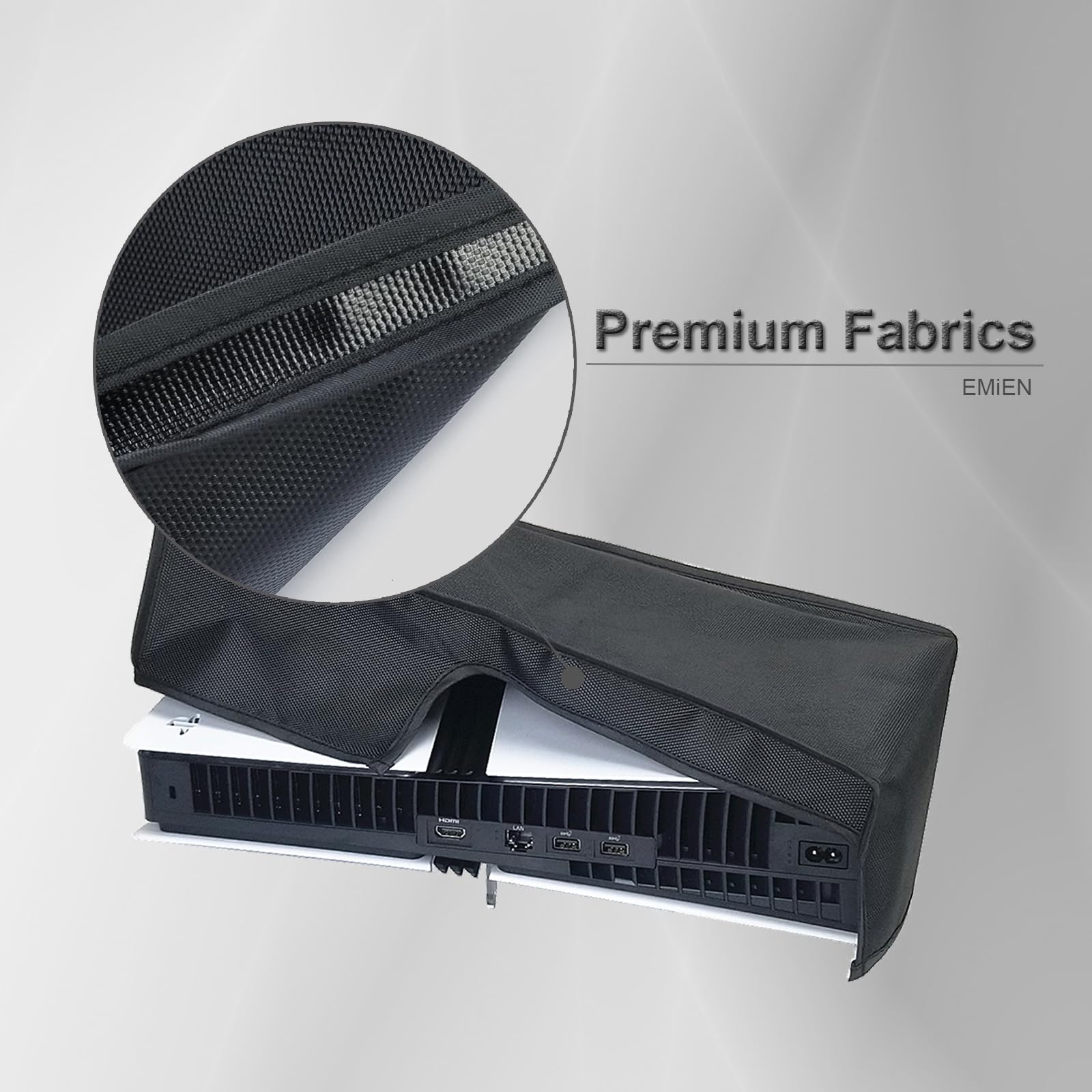 Cubierta antipolvo horizontal para consola PS5 Pro, tela Oxford, antiarañazos, impermeable, con puerto de cable trasero para consola Sony Playstation 5 Pro, versión digital y disco (negro)