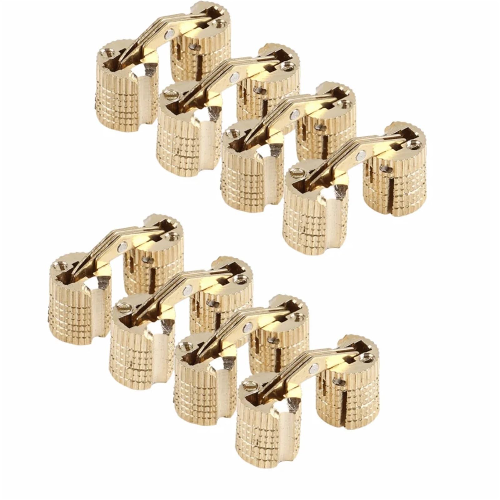 Luysgbxr Color-01 Barrel Hinges 8Pcs 8Mm Cabinet Hinge Brass 180 Degree Opening Angle Barrel With Screws Invisible Furniture Installation