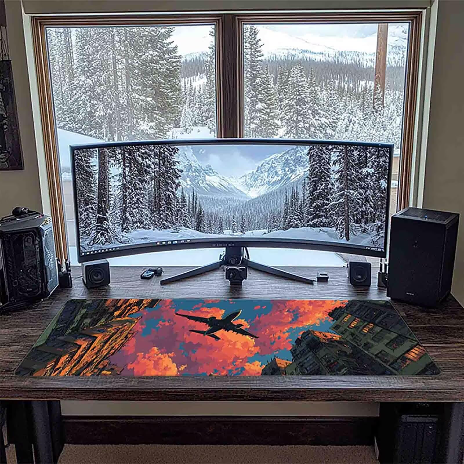Tappetino Mouse XXL 1000x500mm Rosa Mousepad Aereo Tappetino Scrivania Grande, con base in Gomma Antiscivolo, Impermeabile Sottomano Scrivania per Computer, Ufficio, Accessori Gaming Mouse Pad 5-1906k