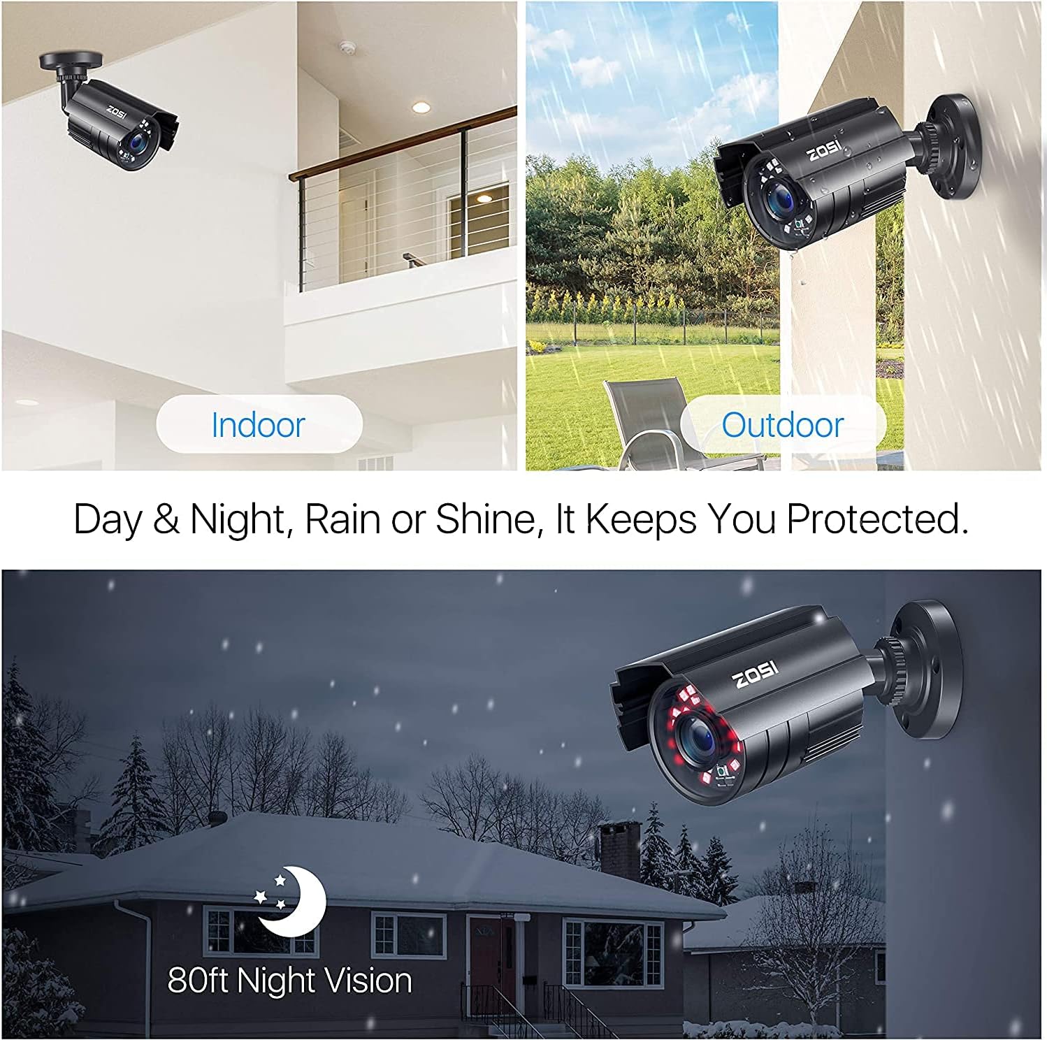 ZOSI 8CH 5MP-Lite Home Security Surveillance System, H.265+ 8CH 5MP-Lite HD-TVI CCTV DVR and 8pcs 1080P Indoor Outdoor Weatherproof Cameras with 80ft Night Vision, NO Hard Drive (Renewed)