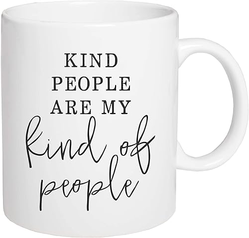 P. Graham Dunn Kind People Are My Kind Classic - Taza de café de cerámica de porcelana blanca de 15 onzas