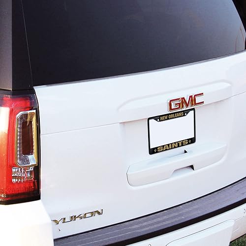 Miniatura 33 de Rico Industries Marco cromado negro de fútbol de la NFL, con inserciones de plástico, 12 x 6 pulgadas, accesorio para automóvil y camión