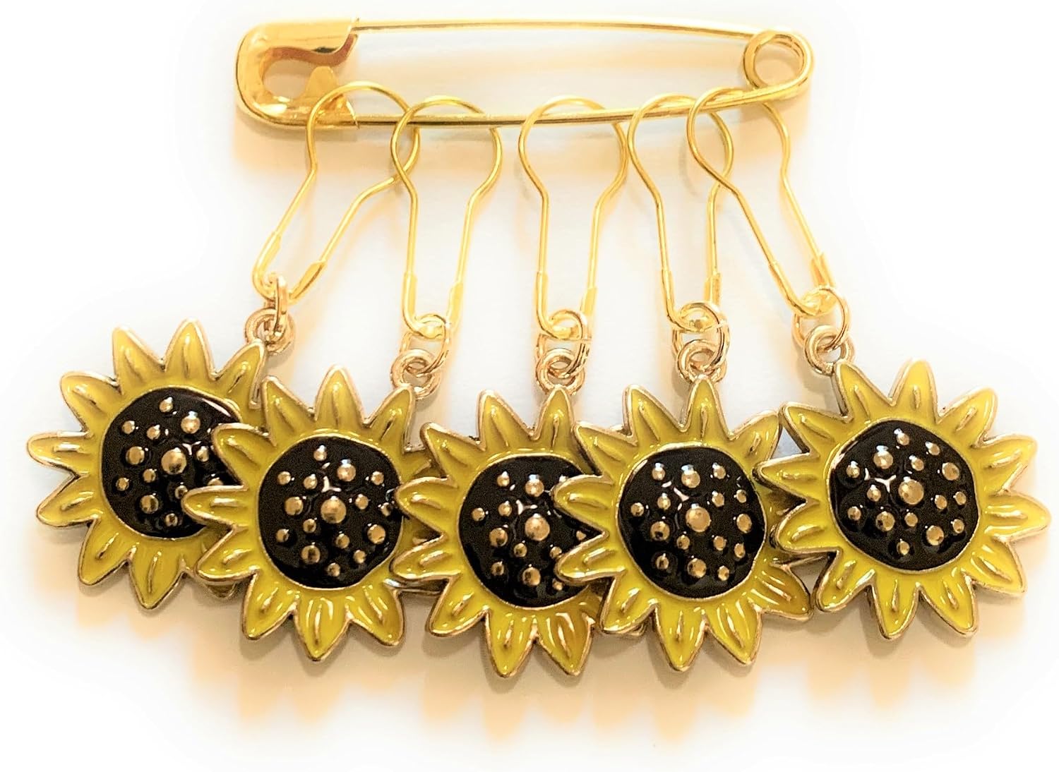 Stitch Markers for Knitting Crochet Metal Locking Removable Sunflowers USA