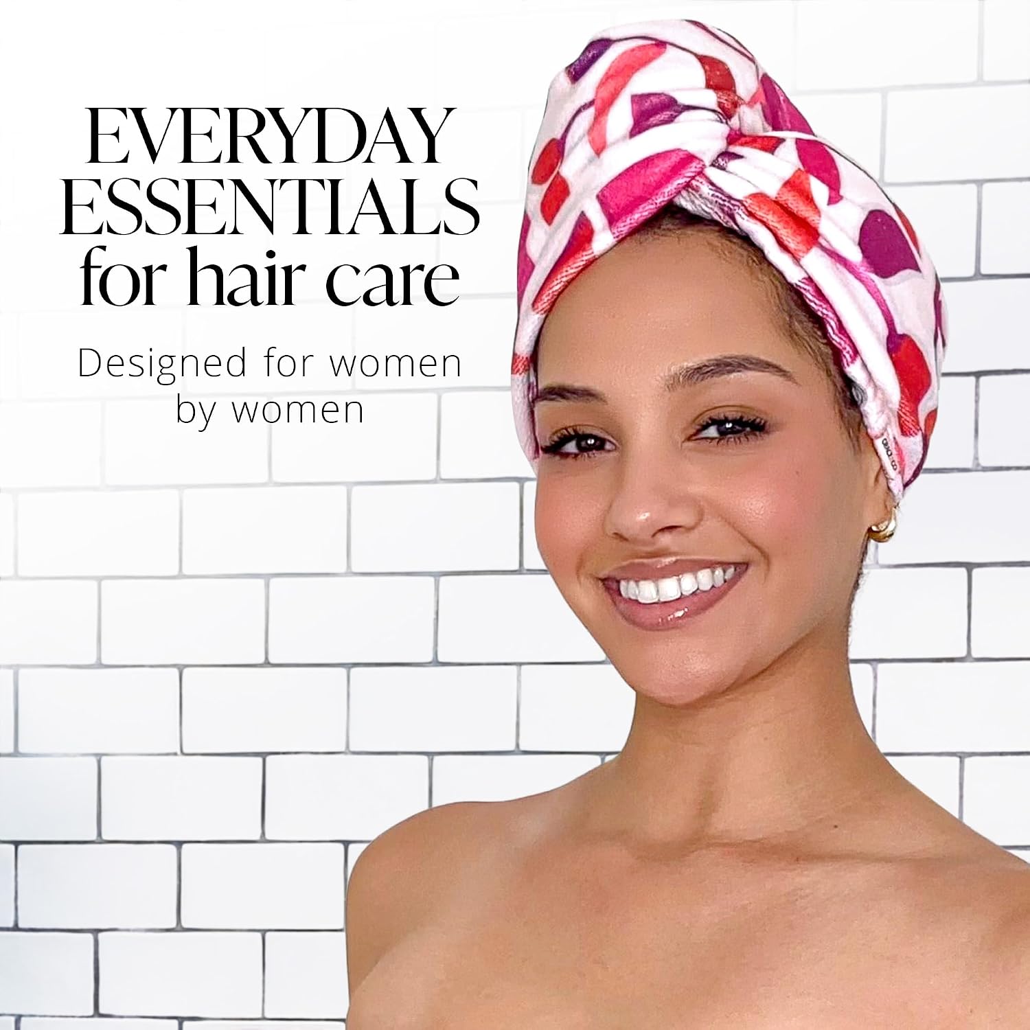 GRACE & COMPANY Luxe Microfiber Hair Towel Wrap for Women - Super Absorbent Quick Drying Towel for Curly, Long and Natural Hair - Cara Cara