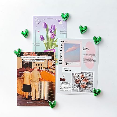 Miniatura 56 de 20 imanes dorados para refrigerador, lindo corazón de amor, imanes decorativos plateados para nevera, juego de imanes de cocina para el hogar