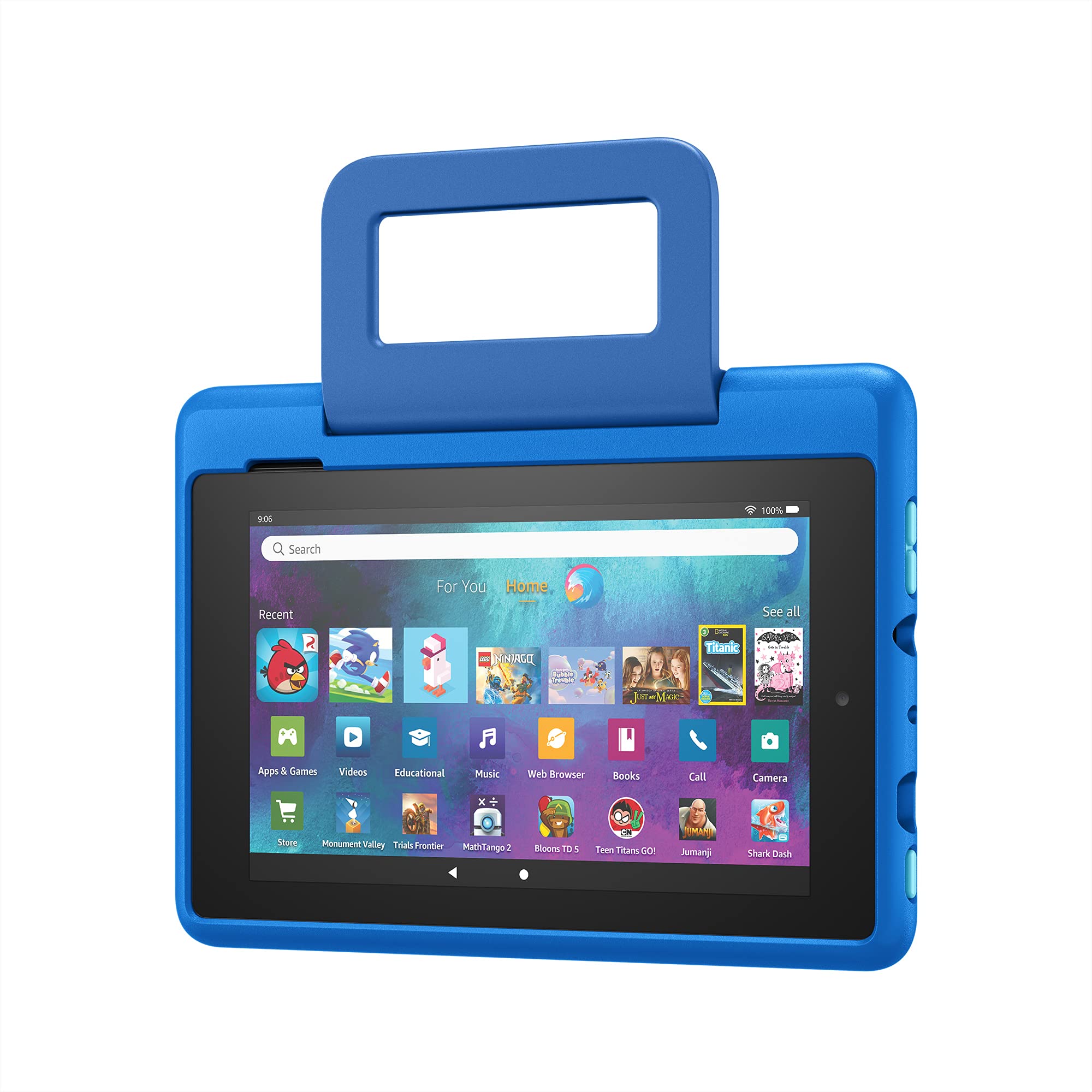 Amazon Kid-Friendly Case for Fire 7 tablet | Only compatible with 9th-generation tablet (2019 release), for ages 6+, Blue Space