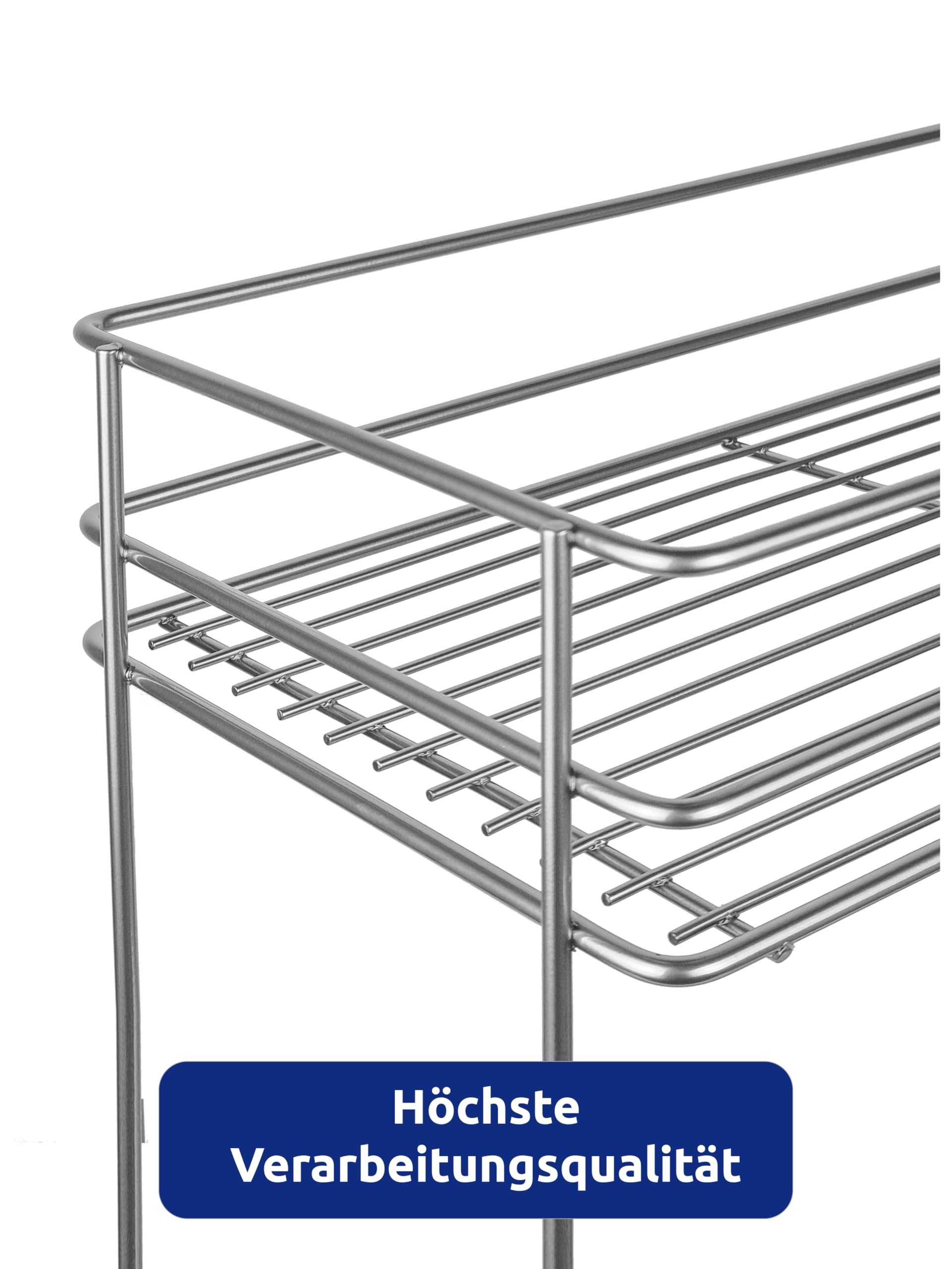 STOLMET Schrankauszug Schrankkorb mit Vollauszug Ausziehbare Küchenschublade mit Soft Close System Korbauszug für Küchenschrank Schrank mit Außenbreite von 30cm 2 Ablagen 480x545x 250mm Silber