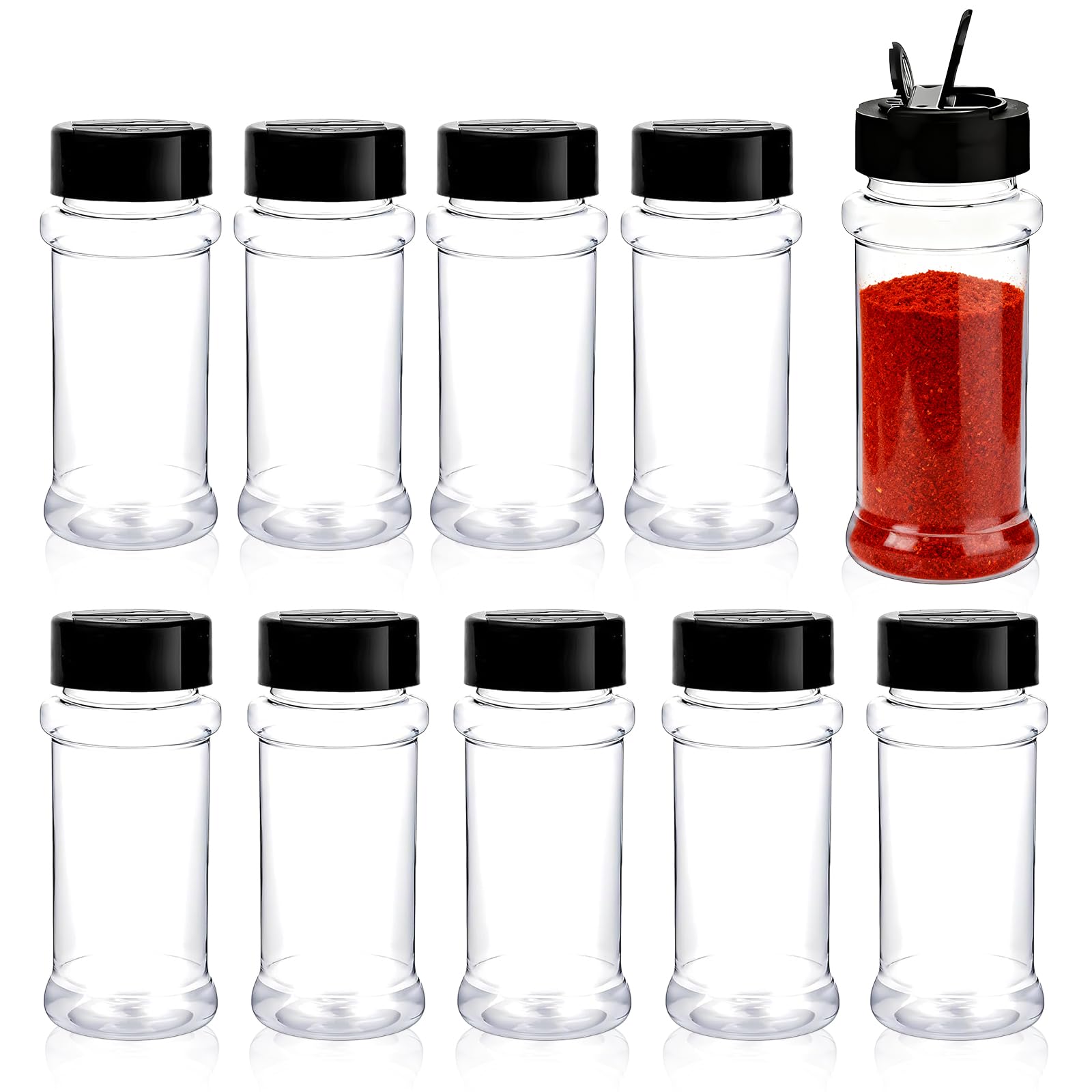 Lot de 10 pots à épices, 100ml bocaux à épices ronds en plastique hermétique boite epices cuisine pour tiroir cuisine et camping