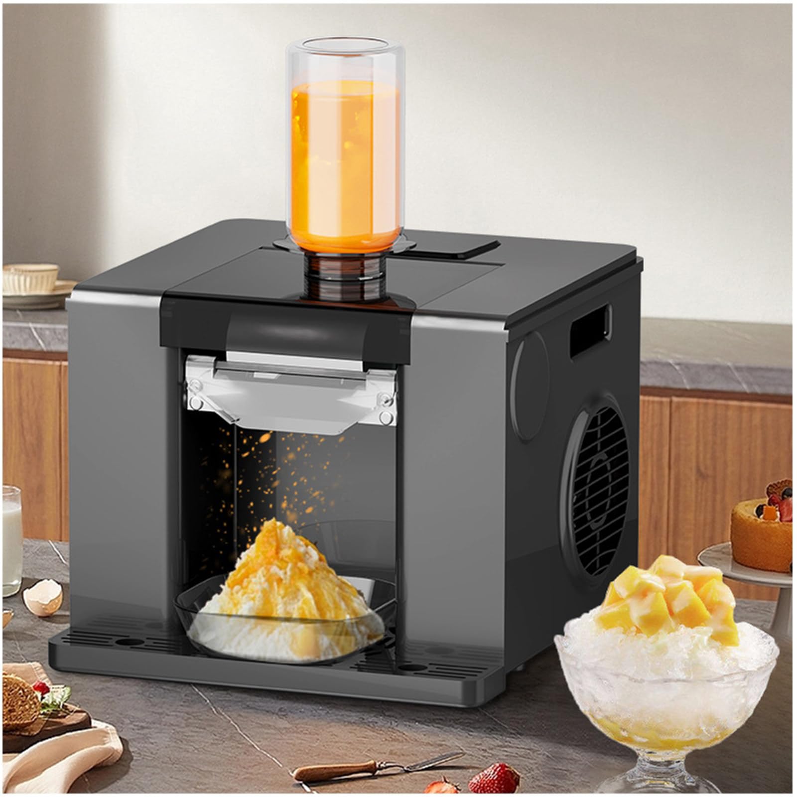 Machine à cônes de neige automatique 60kg par 24h avec broyeur à glace pilée noir