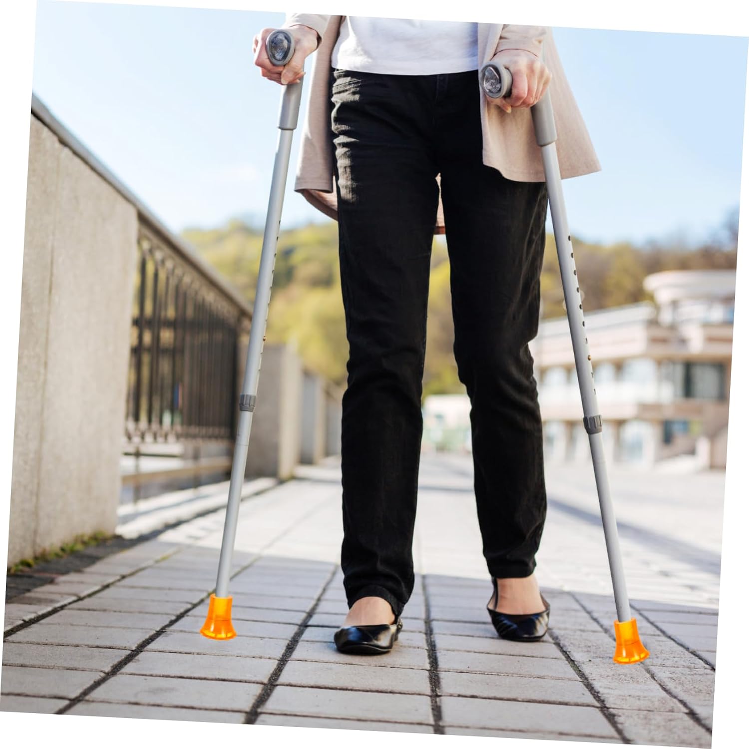 4pcs Non- Crutch Tips for Walking Sticks Foot Pads for Trekking Poles Easy Installation Safety and Stability Diameter Orange