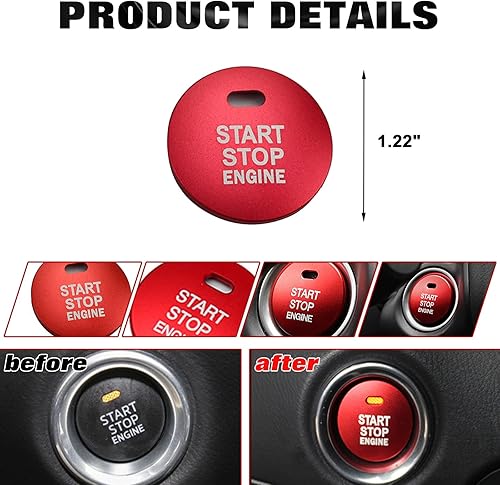 Miniatura 2 de Xotic Tech - Botón de aluminio para arranque del motor sin llave, cubierta de interruptor de encendido de alimentación, decoración de calcomanía,